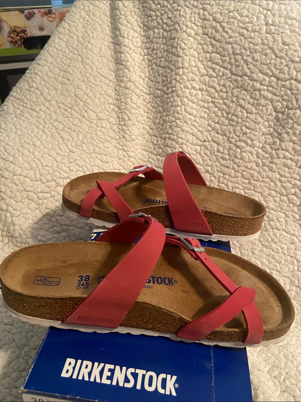 Birkenstock women’s Red uDouble-Strap Toe-Loop Sandals - Picture 10 of 14